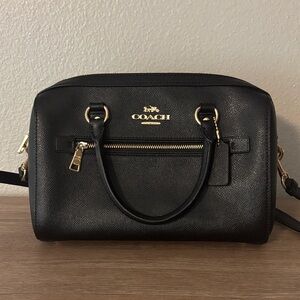 Coach Black Satchel with Gold Accents